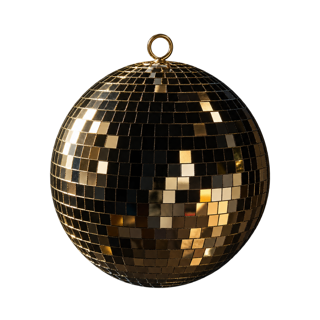 Gold disco ball rental