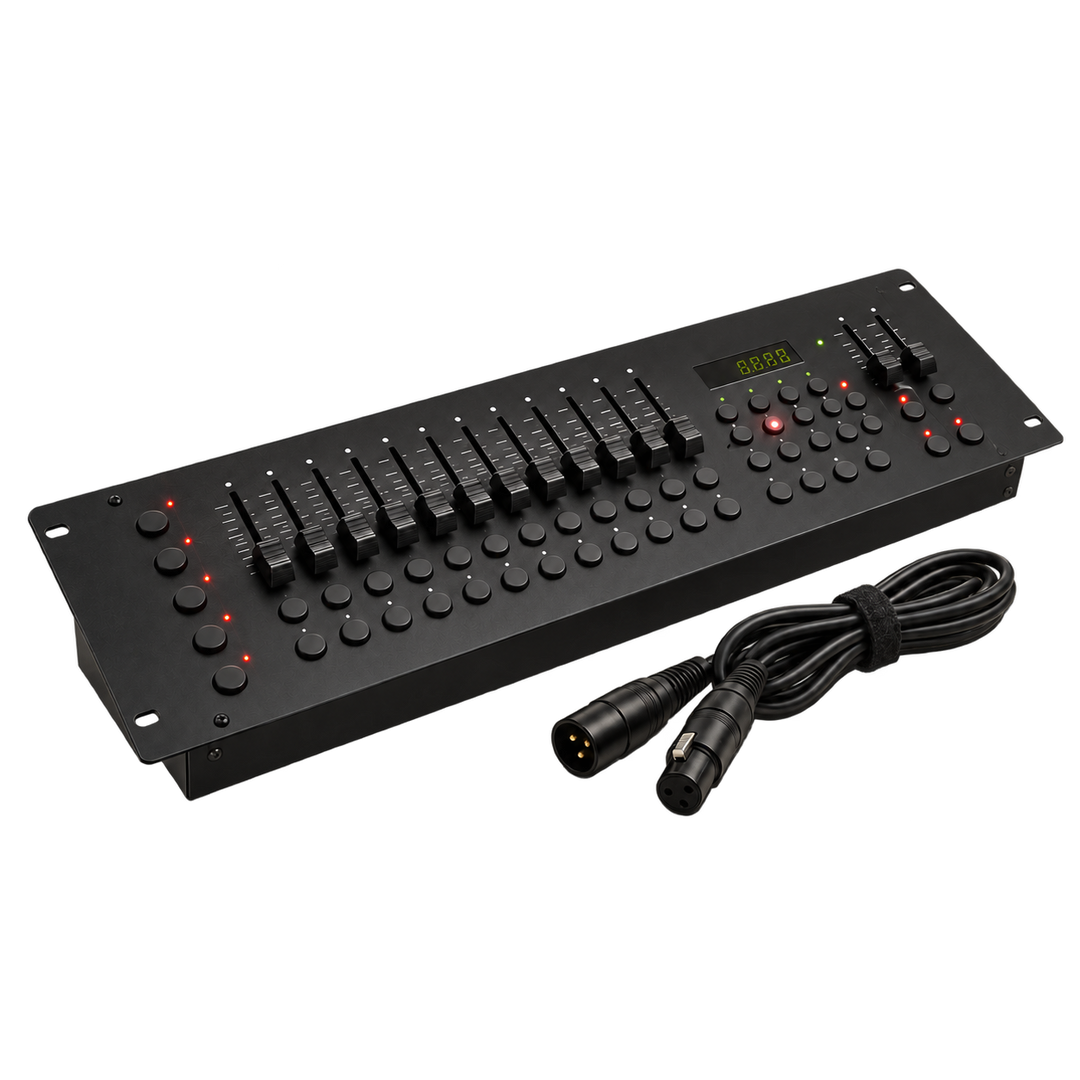 Transparent black DMX Disco-240 controller and cable rental in Dubai