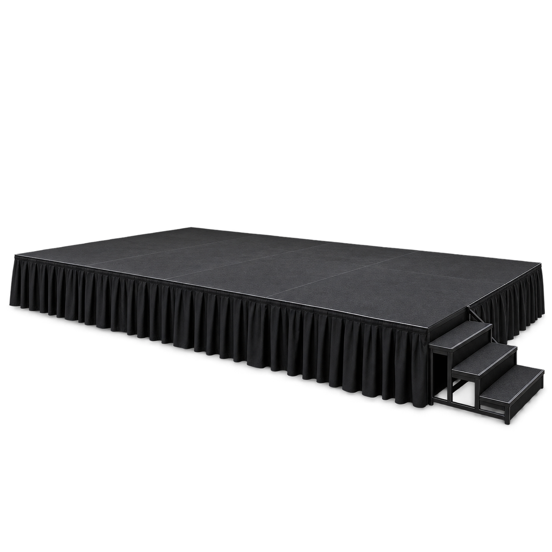 AMPD Audio black event stage with skirting and steps